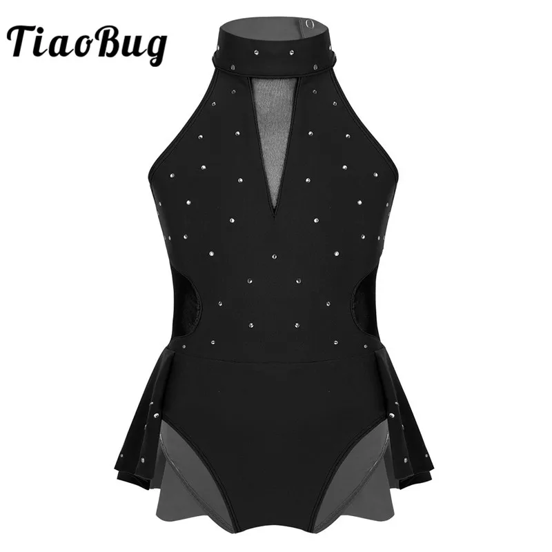 Балетные гимнастические леотарды TiaoBug блестящие стразы сетчатые для девочек