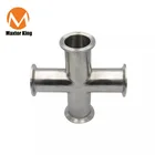 4-ходовой крестообразный санитарный фитинг MK 34 дюйма, 1 дюйм, 1,5 дюйма, наружный диаметр трубы 19253238 мм из нержавеющей стали SS304, зажим тройного диаметра 50,5 мм