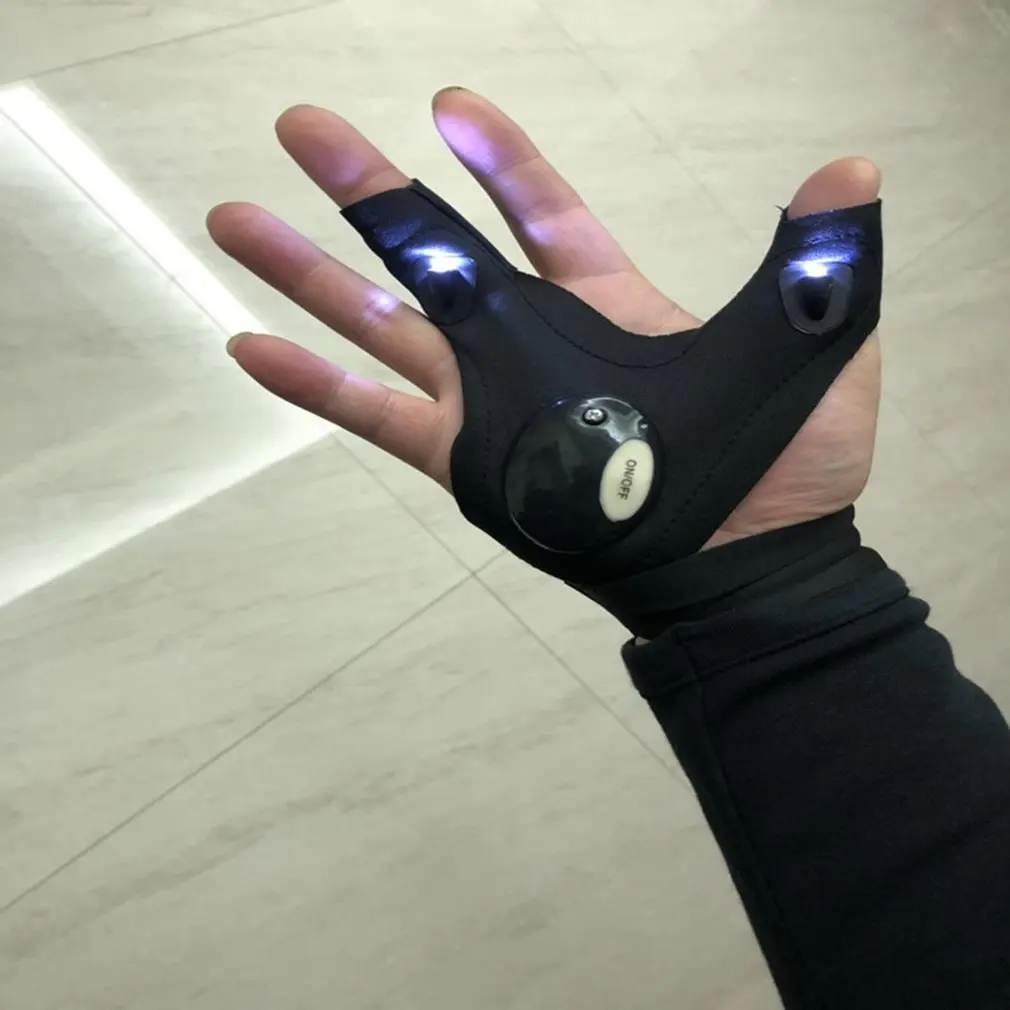 Светодиодный светильник вспышка перчатки Ночной без пальцев для ремонта рыбалки