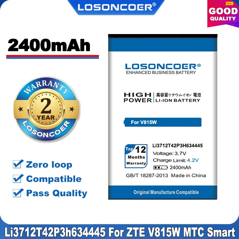 100% оригинальный высококачественный аккумулятор LOSONCOER 2400 мАч Li3712T42P3h634445 для MTC Smart