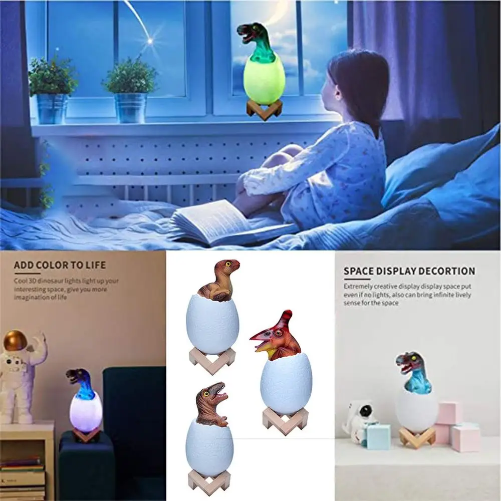 

16 Colors 3D Creativity LED Dinosaur Night Light with Touch Sensor Rechargeable Baby Bedside Cartoon Table Lamp Night Light Toys