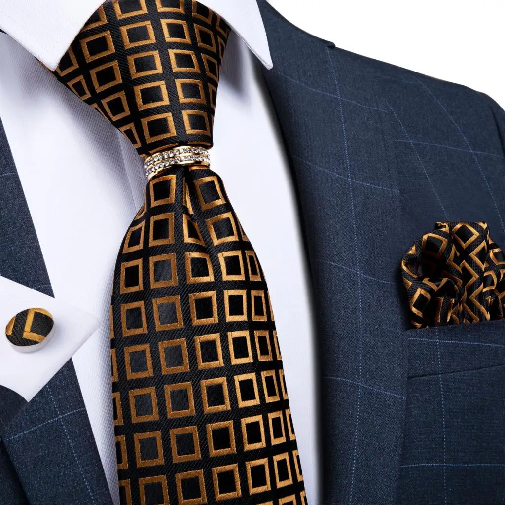 DiBanGu мужской галстук голубое золото новинка Шелковый Свадебный для мужчин кольцо