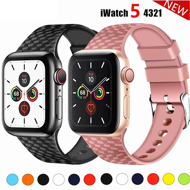 Ремешок силиконовый для Apple watch band 44 мм 40 спортивный браслет с 3d текстурой iwatch 38 42 5