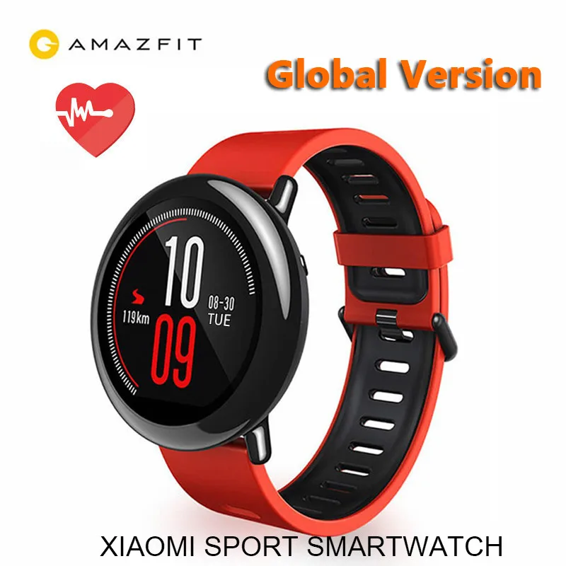 Xiaomi часы huami AMAZFIT темп gps бег Bluetooth 4,0 спортивные умные часы, с экраном сердцебиения, CE Сенсорный экран