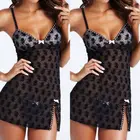 Женская ночная рубашка, кружевное шелковое нижнее белье