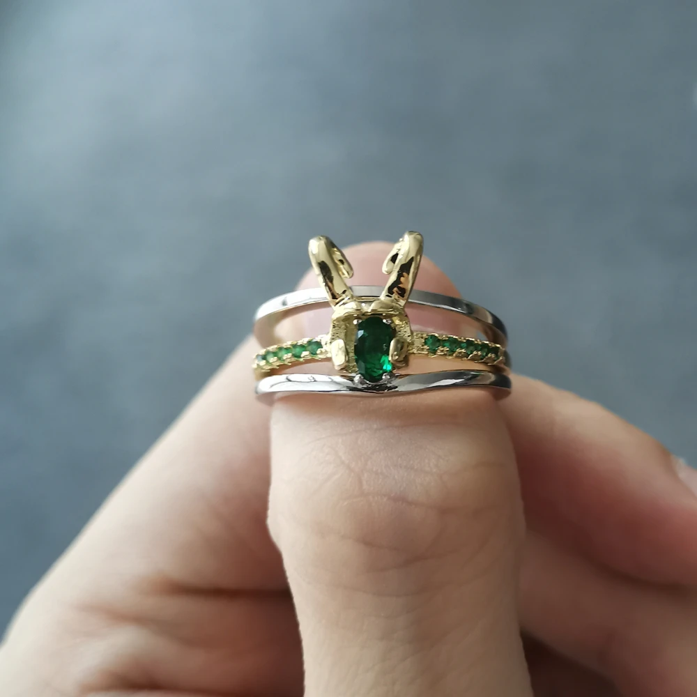 

Loki Superhero Movie Cosplay Helmet 3PCS/Set Ring Jewelry Accessories Prop Unisex Gift