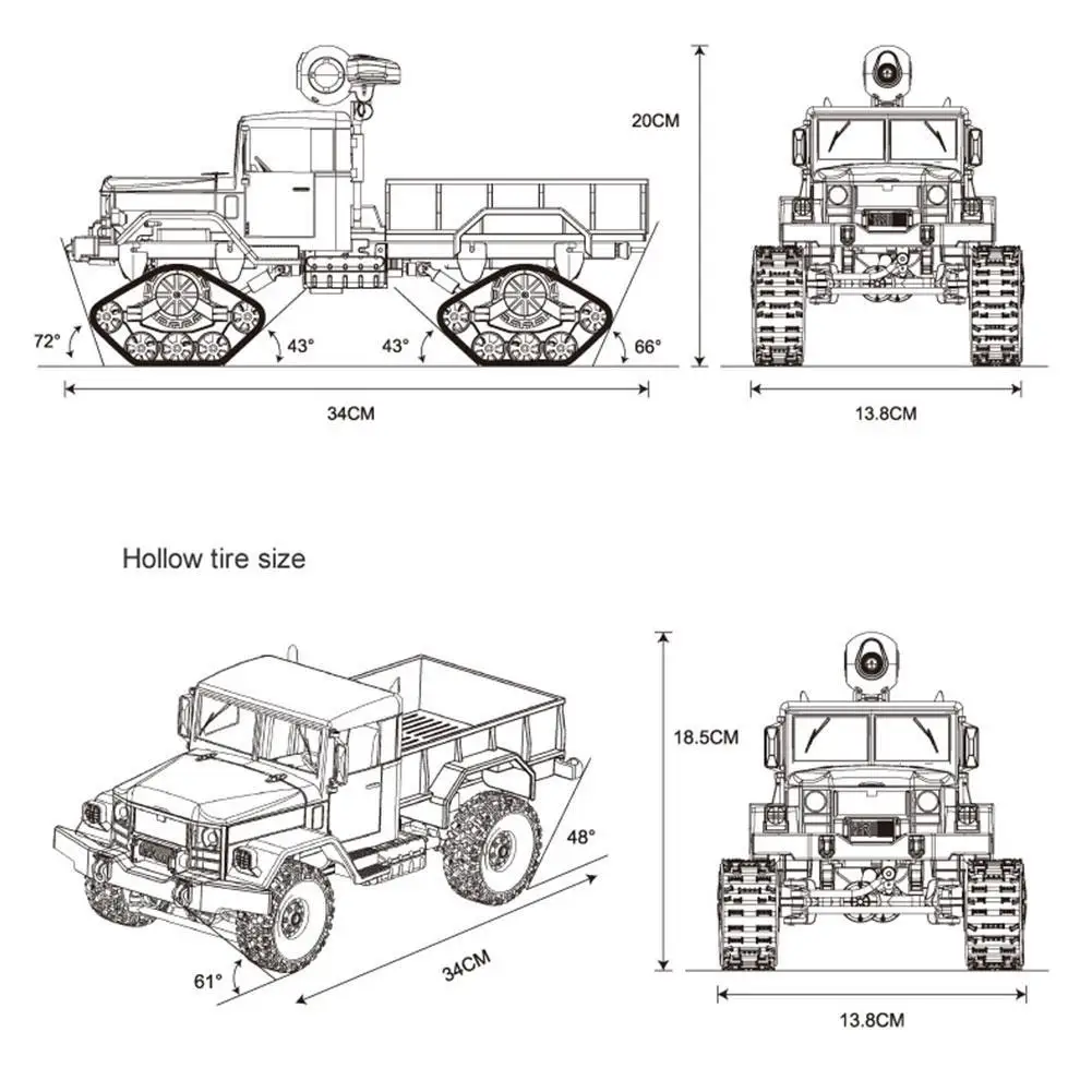

Four-Wheel Drive Climbing Car Super Long Endurance Wheel Heavy-Duty Army Card Off-Road Remote Control Car Model Toy