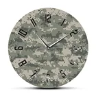 Армейские прочные зеленые камуфляжные настенные художественные современные спальни бесшумные настенные часы военные Подвесные часы настенные часы мужские пещеры Камуфляжный Декор