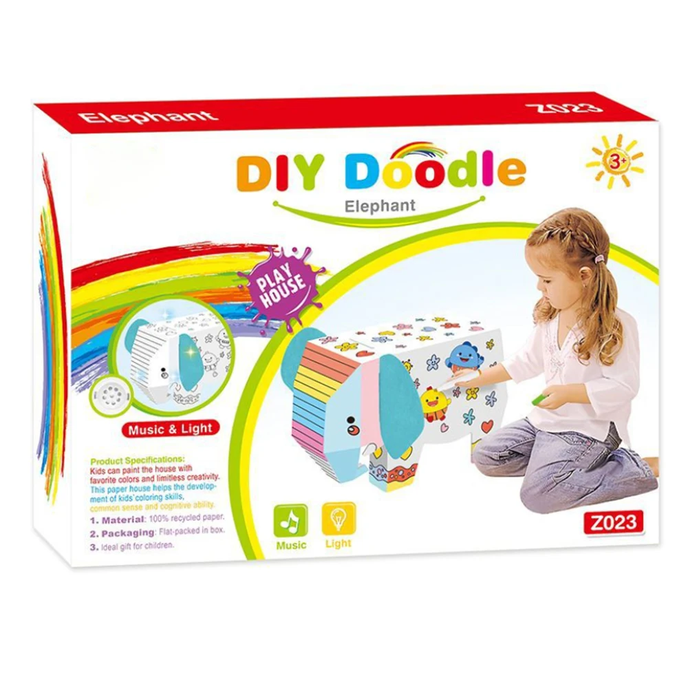 Ручки детские 6 цветов ручная роспись животные бумажная модель сделай сам 3D слон