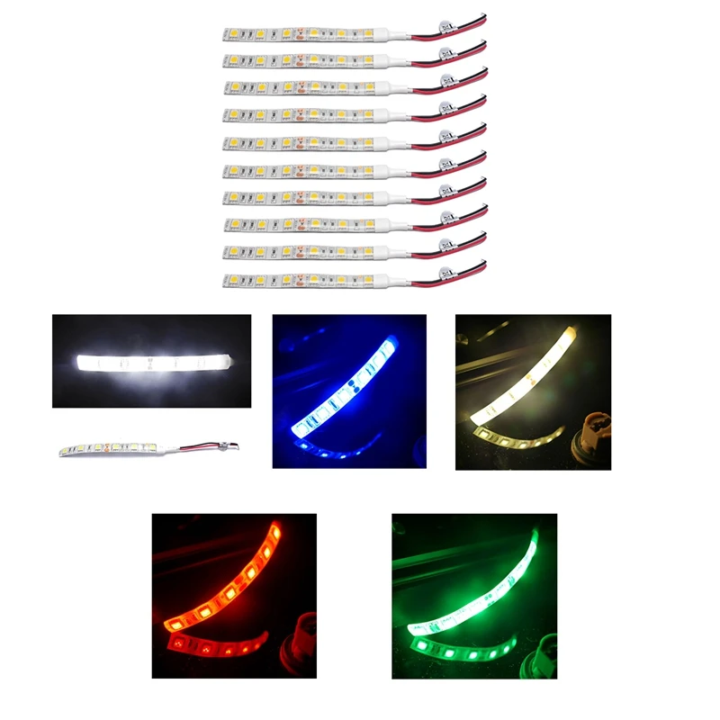 

10Pcs 10Cm Waterproof 5050 Led Strip Lights Dc 12V Caravan Boat Car