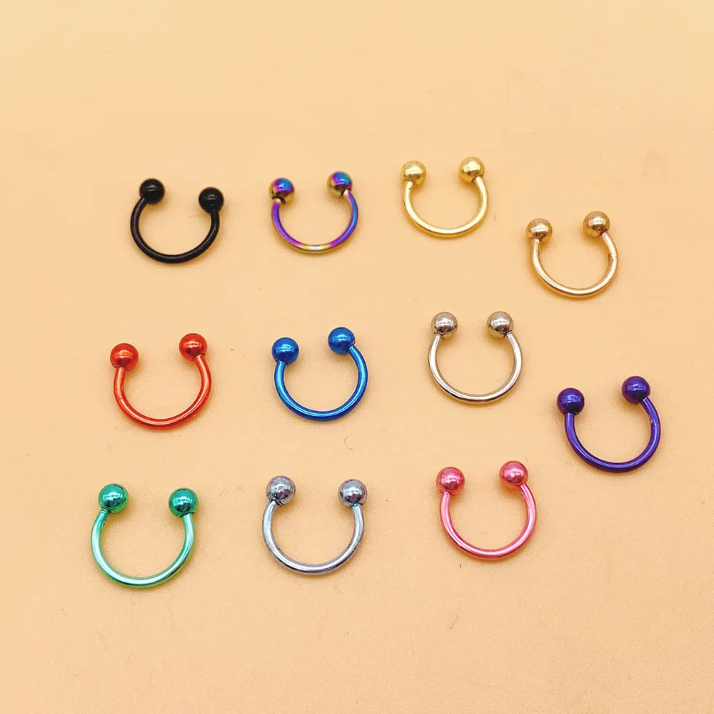 10 шт. кольца для носа с-образным ушком цветов 3 х8 мм