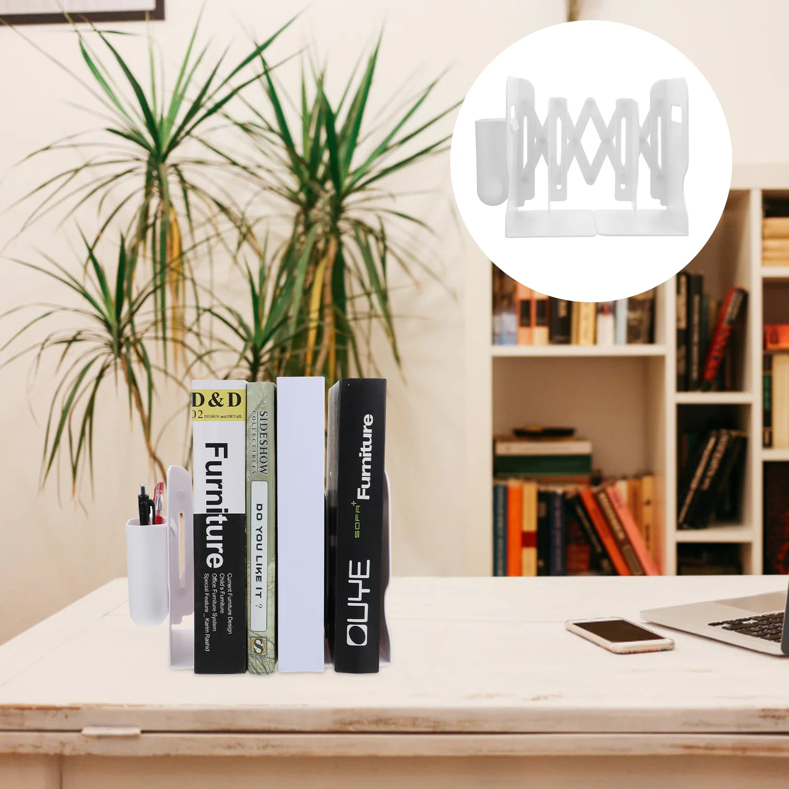 

1Set Simple Decorative Bookend Scalable Bookshelf Desktop Book Storage Rack