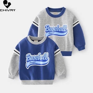 New 2021 Kids Autumn Winter Hoodies Sweatshirts Boys Letter Print O-neck Pullover Sweatshirt Baseball Sports Tops Clothing