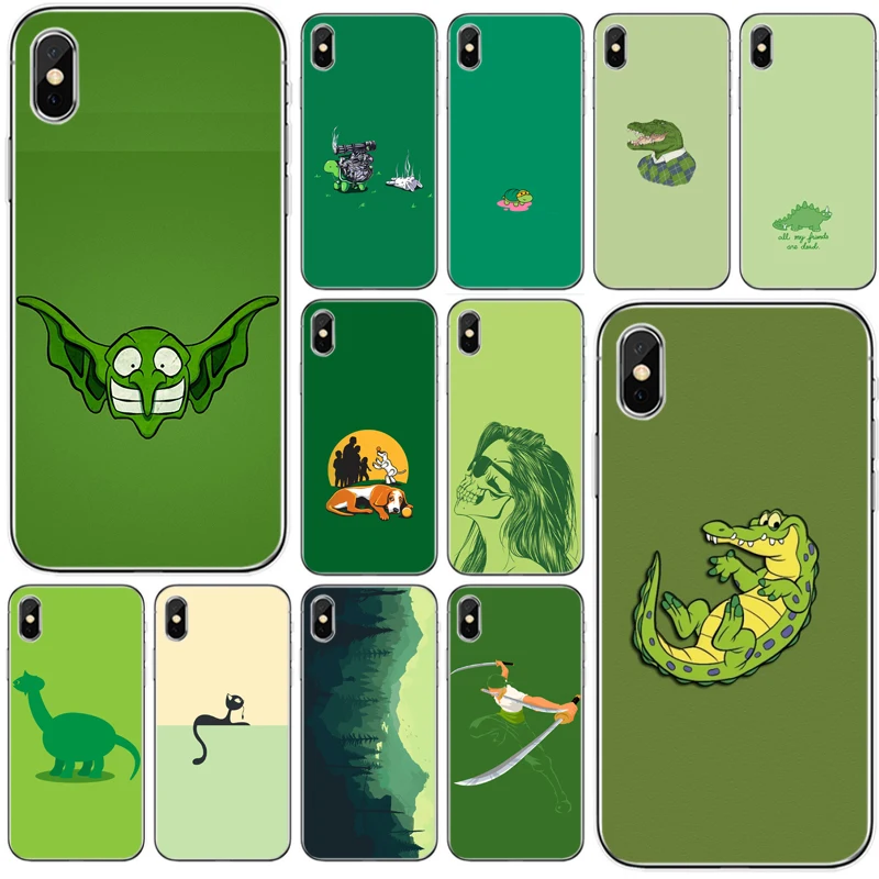 Чехол с зеленым минималистским рисунком мягкий силиконовый чехол из ТПУ для