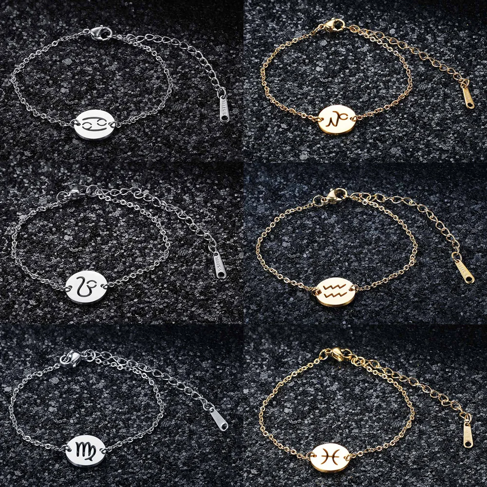 Женский браслет с 12 созвездиями зодиака из нержавеющей стали 100%|Цепочки и