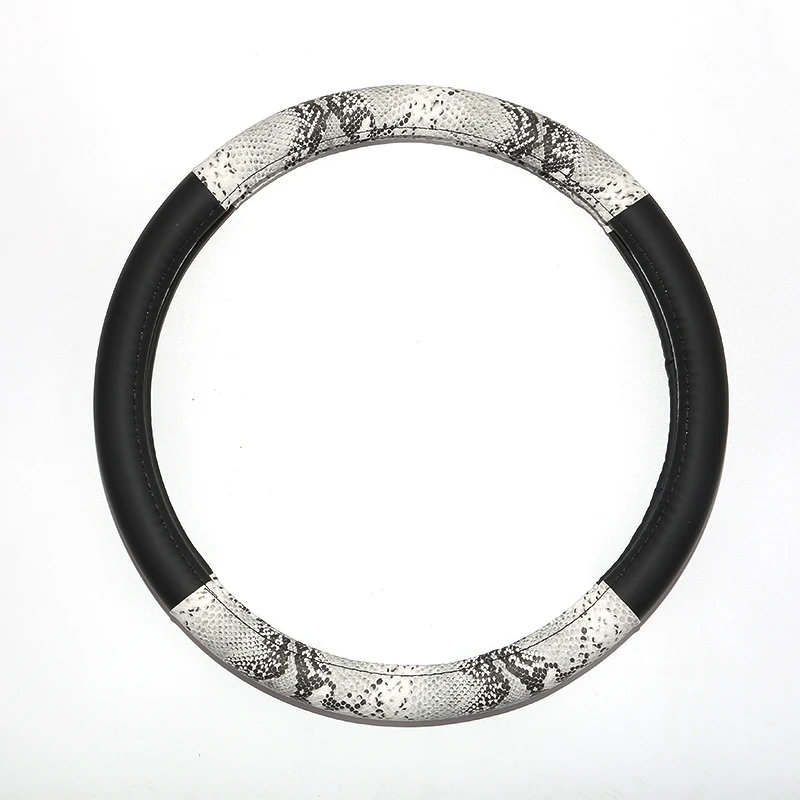 

Cool Snake Grain Leather Steering Wheel Cover 38CM/15" Universal Auto Steering Wheel Protector High Quality Wear-resistant New