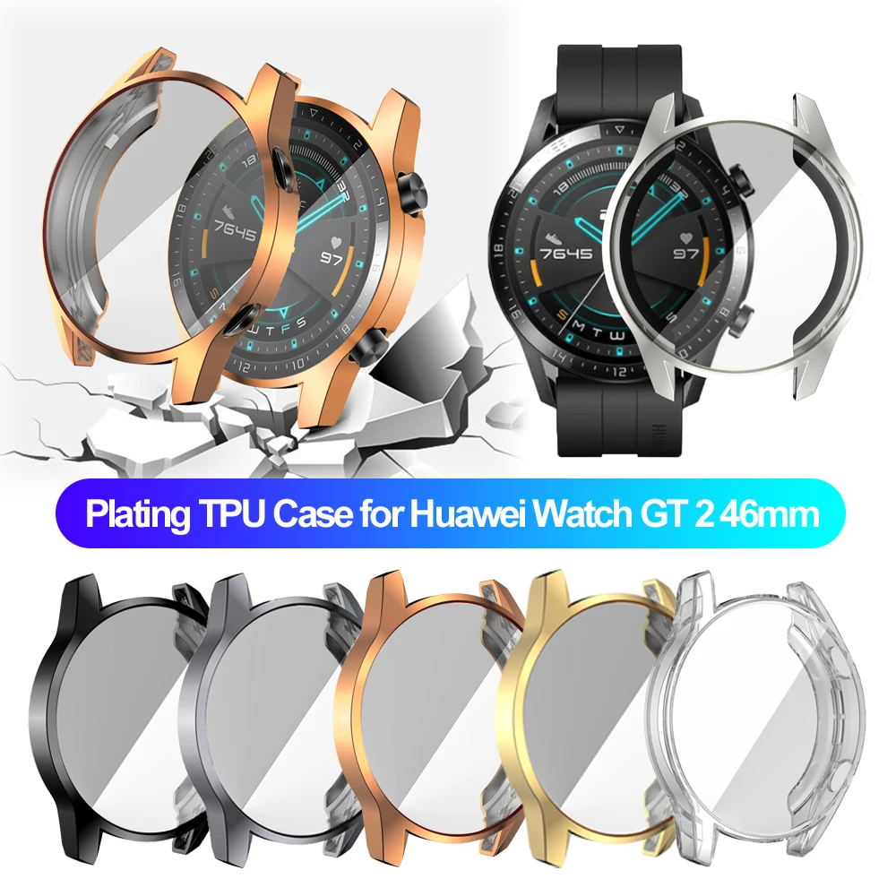 Чехол для часов из ТПУ с гальваническим покрытием защитный чехол Huawei Watch GT 2 46