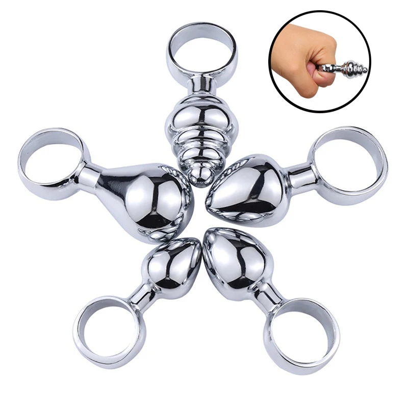 Интимная металлическая Анальная пробка с основанием в форме кольца гладкая без