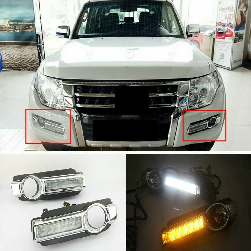 

Автомобильные светодиодные дневные ходовые огни с рамкой для Mitsubishi Pajero V93, V97 2015-2019
