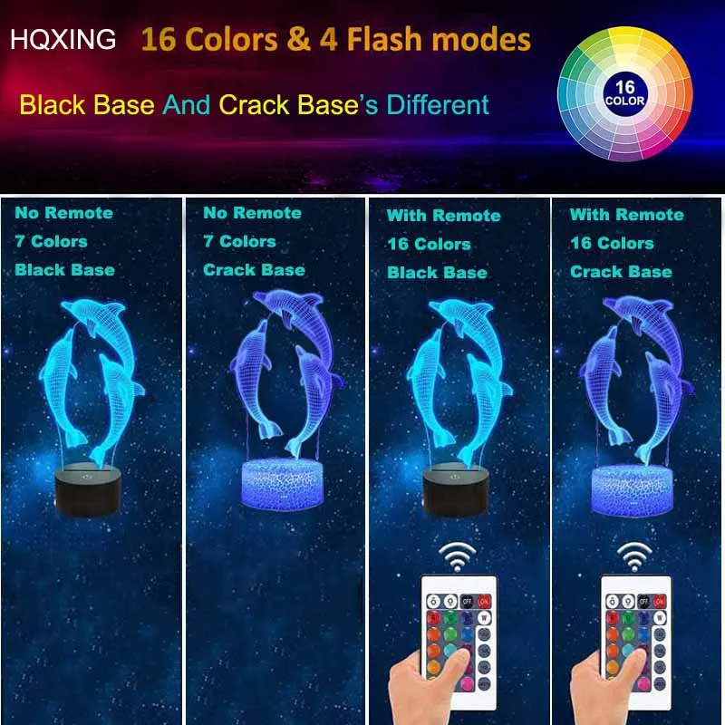 3D светодиодный ночсветильник HQXING в виде динозавра украшение для детской спальни