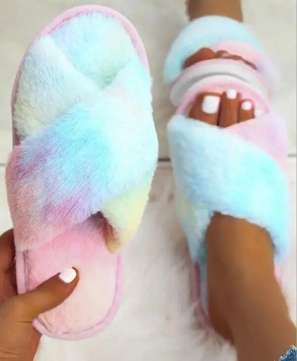 

2021 spring/summer new fashion ms sandals/slippers cross hair women colorful home flat non-slip durable versatile flip flop