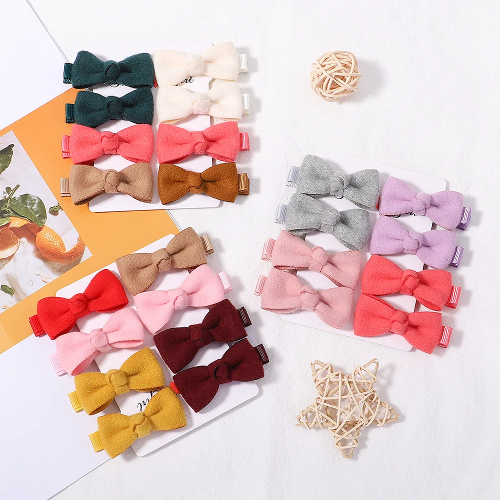 

8Pcs/Set Cute Mini Colorful Hair Bows With Clip For Girls Cotton Hair Clips Tie Hairpins Barrette Headwear Kids Hair Accessories