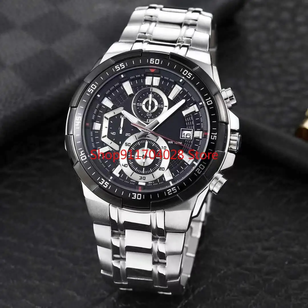 

Hot Selling Men's Sports Calendar Quartz Watch EFR-539 All Functions Can Work High Quality Steel Band Folding