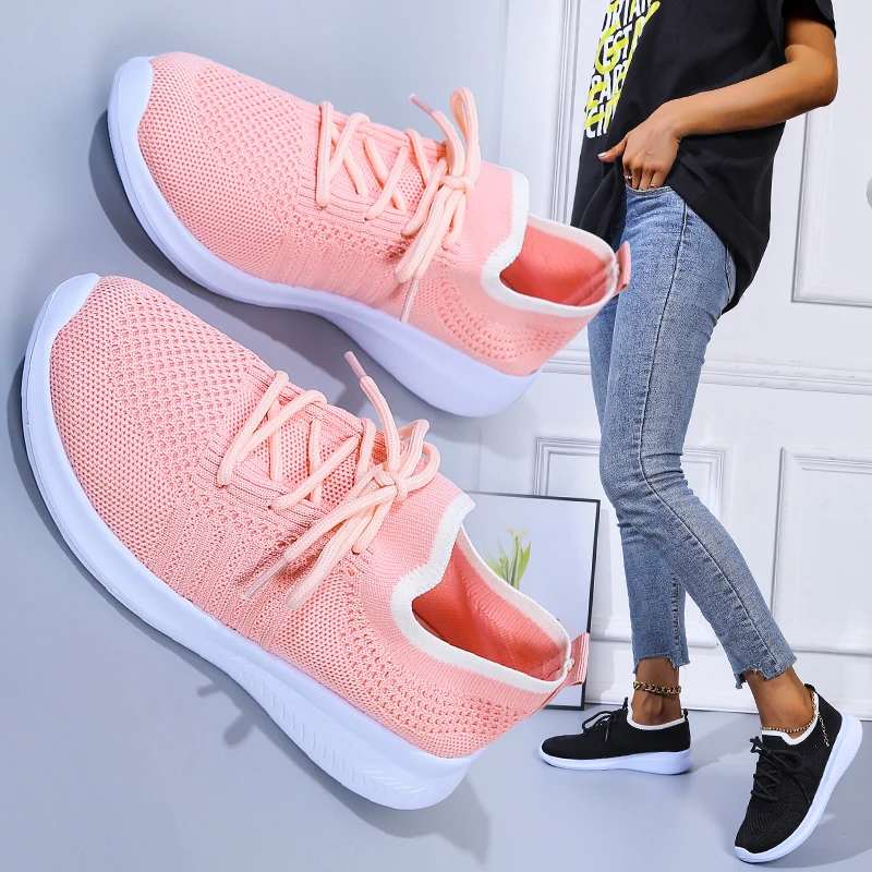

Ladies sports shoes ladies breathable vulcanized shoes mesh comfortable large size women's shoes running shoes women