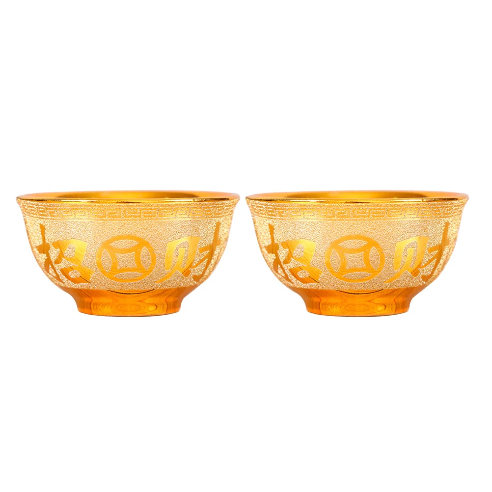 

2pcs Water Rice Ceramic Bowls Worship Bowls Home Furnishings Temple Water Bowls
