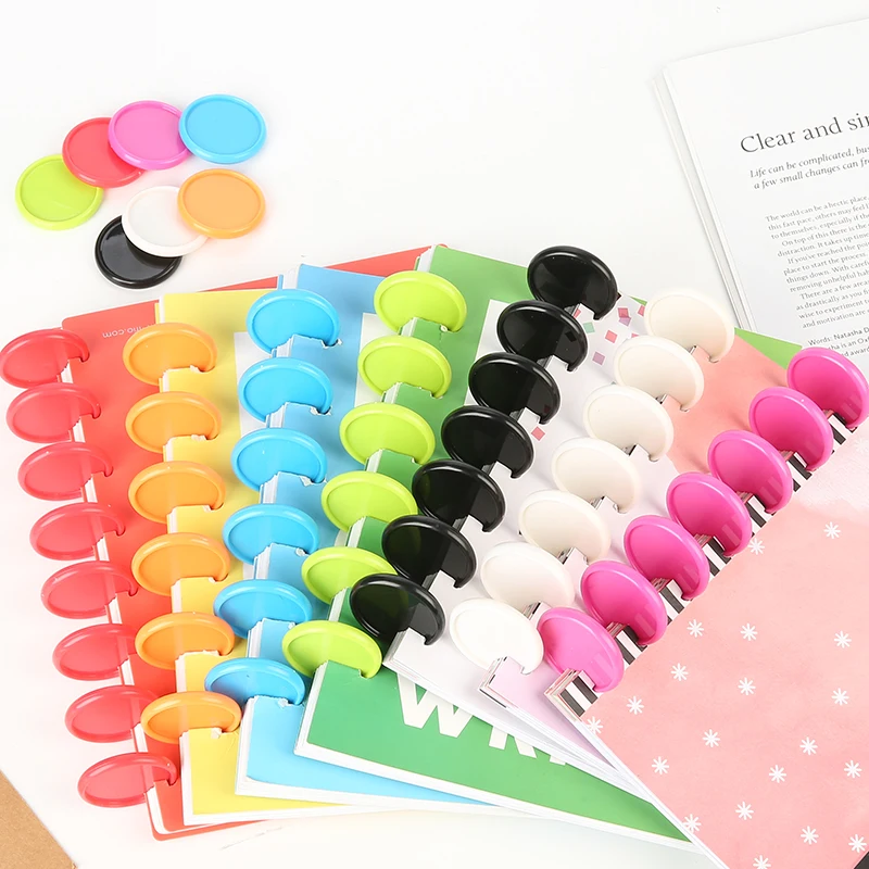 

24pcs 35mm Notebook Plastic Binder Ring Binder Buckle DIY 360 Degree Rotating Mushroom Hole Colorful Learning Binding Supplies