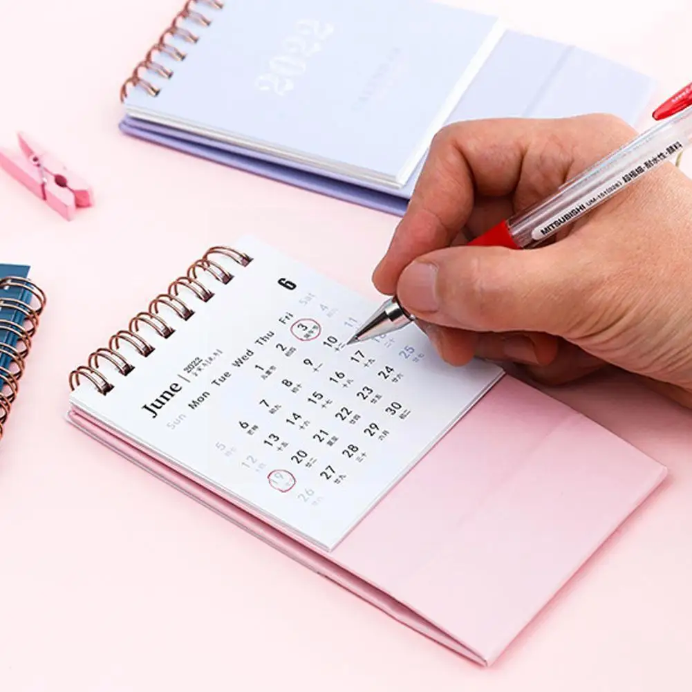 

2022 Simple Series Desktop Calendar Mini Coil Calendar Planner Daily School Agenda Organizer Supplies Office Table Dual Sch Y4w7