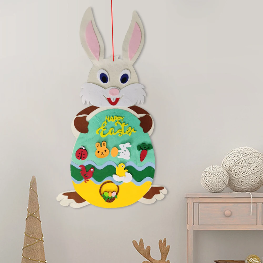 

DIY Toy Easter Ornament Felt Bunny With Detachable Alphabet Hangable Handmade Removable New Party Home Door Wall Decoration