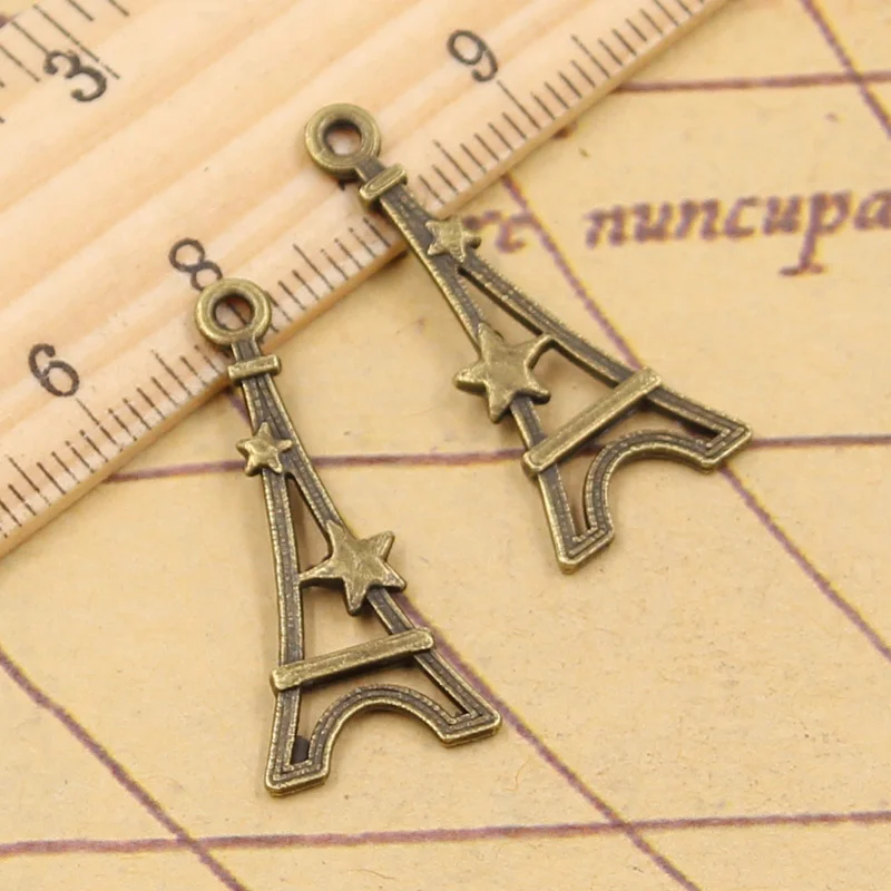 40 шт. подвески Эйфелева башня звезда 30x13 мм античная бронза серебряный цвет кулон
