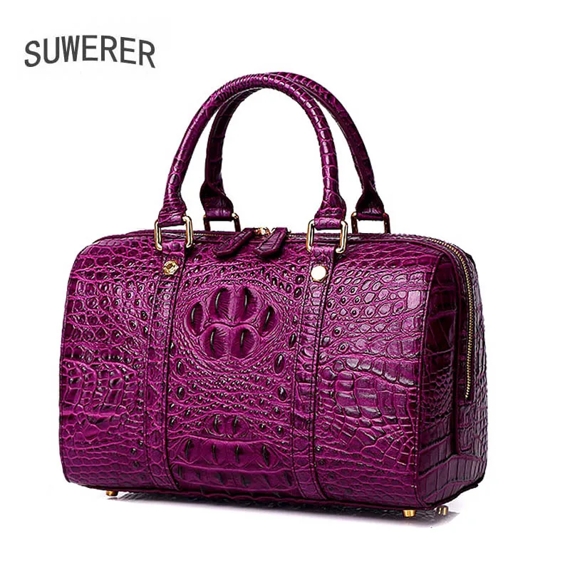 

New Luxury crocodile handbags leather handbags shoulder bag messenger bag high-end fashion large capacity Boston pillow bag