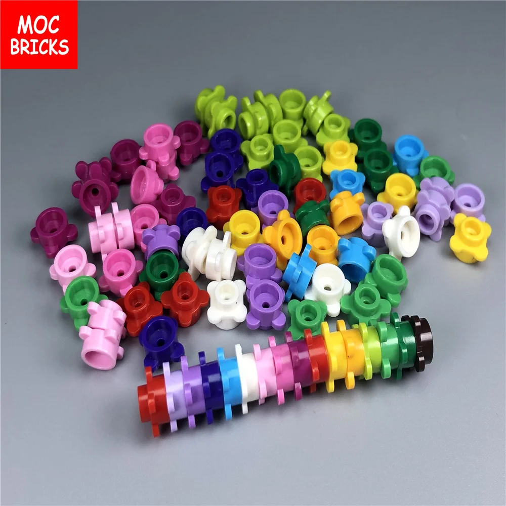 100 шт./лот MOC круглые кирпичи 1x1 с цветочным краем (4 ручки/лепестки) 33291 Обучающие