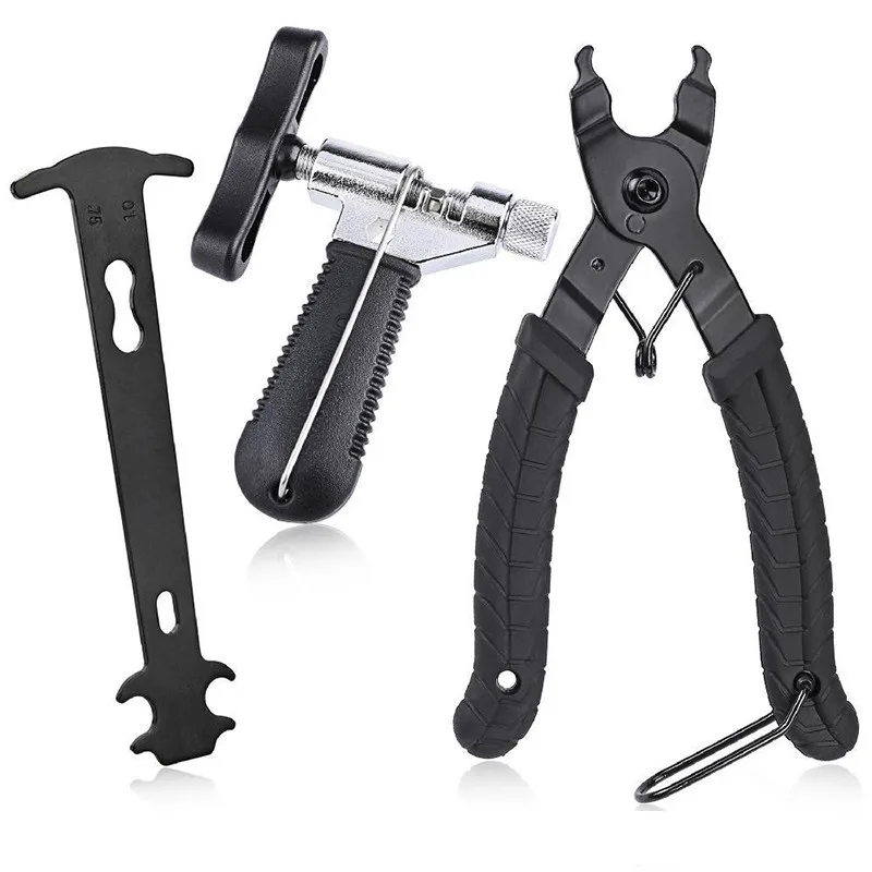 

Black Bike Chain Repair Tool Kit Bike Master Link Pliers Remover Chain Breaker Splitter Cutter & Chain Wear Indicator Checker