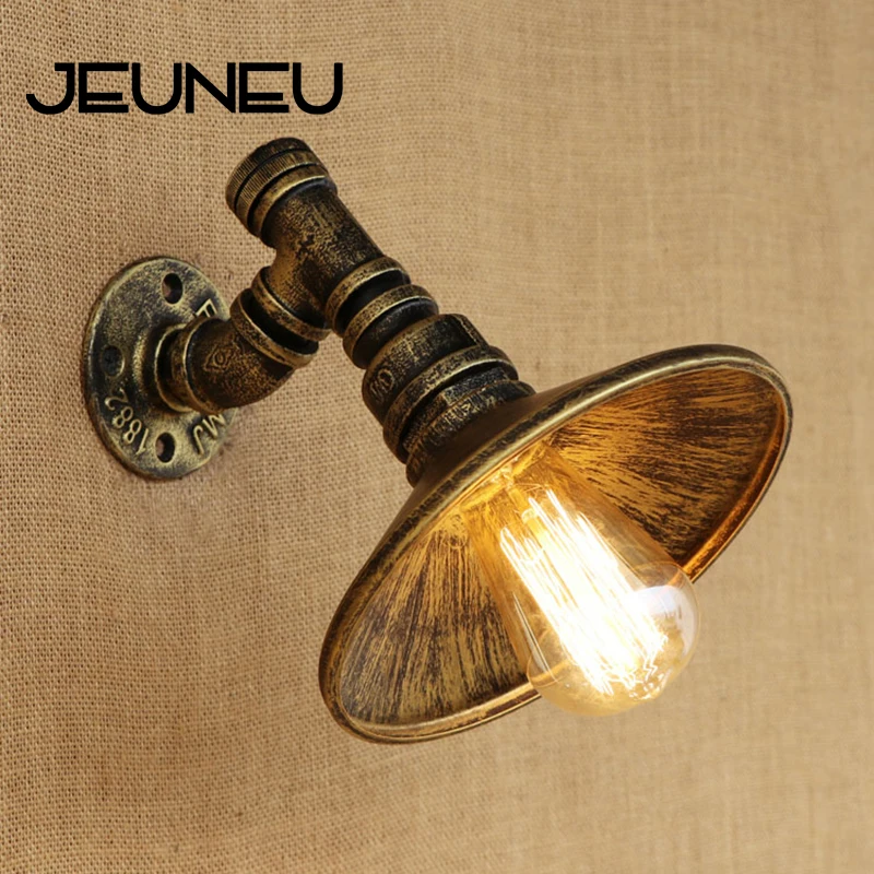 

Настенный светильник в стиле ретро, металлический, с переключателем, водопровод, железо, настенный светильник с абажуром, E27, 110-240 В, для гост...