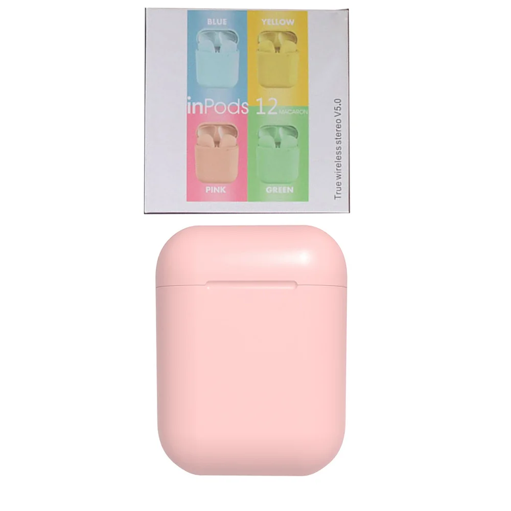 Розовый Inpods 12 inpods12 UP Version i12 матовые Беспроводные наушники с Bluetooth 5,0, наушники с супер басами, наушники i7s i9s i11 i12 Tws - Цвет: Розовый
