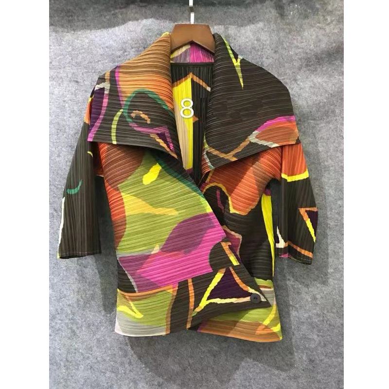 Женская плиссированная куртка Miyak приталенный жакет с одной пуговицей принтом