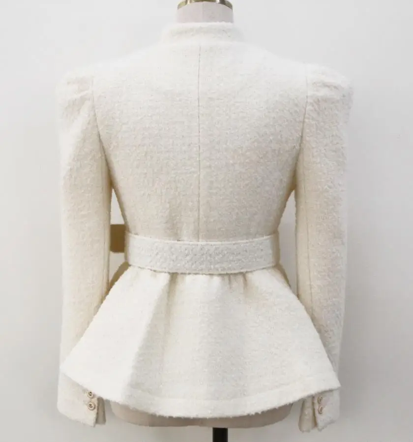 

French style small fragrance tweed stand collar jacket +package hip pencil skirt two piece sets