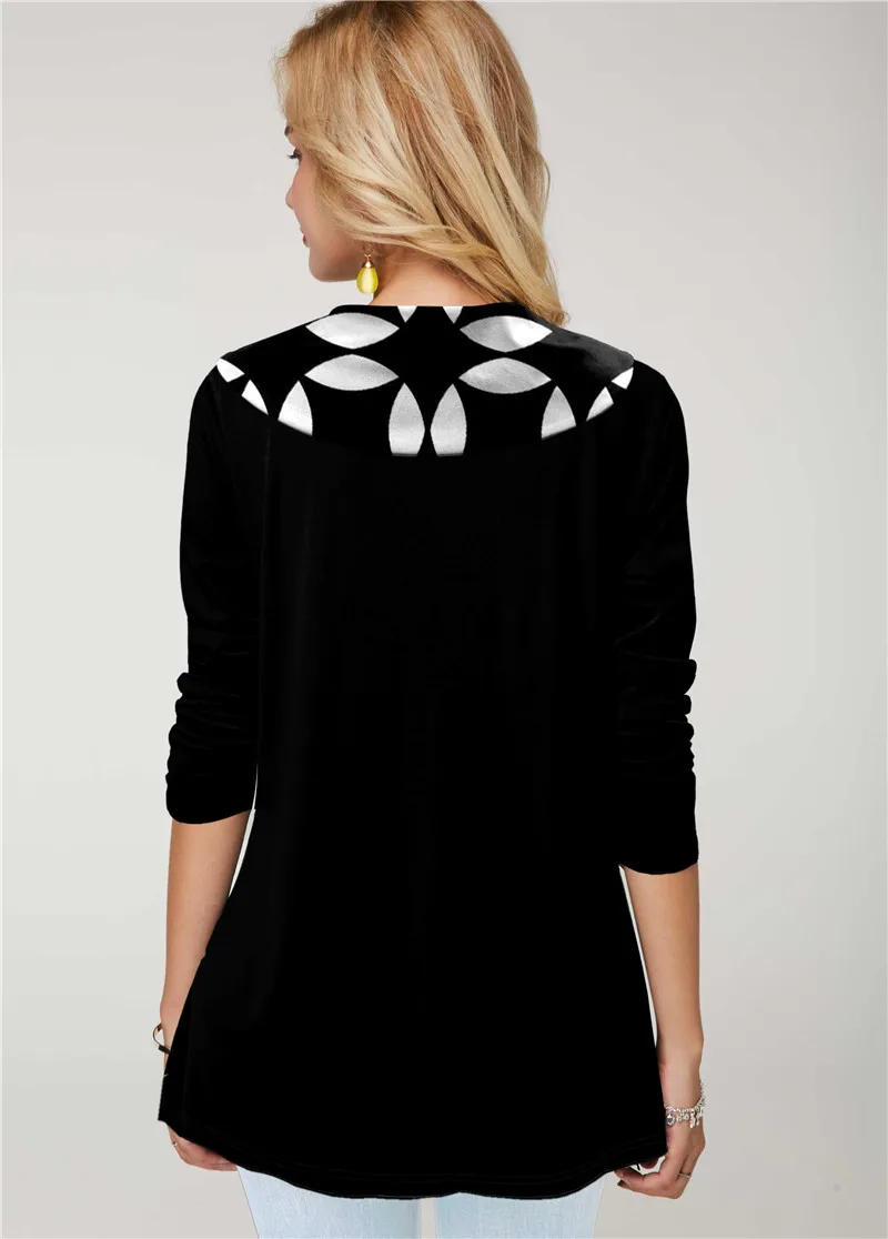 

Fashion Women T-Shirts Spring Long Sleeve Tops Flower Print Ruffled-neck Tee 3XL Plus Size Women Clothing Casual Button T-Shirt