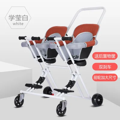 Brown seat От 1 до 5 лет, Детские транспортные инструменты, тележки, детские складные велосипеды для близнецов, для детей, для прогулок, складной скутер, двойное сиденье, переносная инвалидная коляска - Цвет: Brown seat