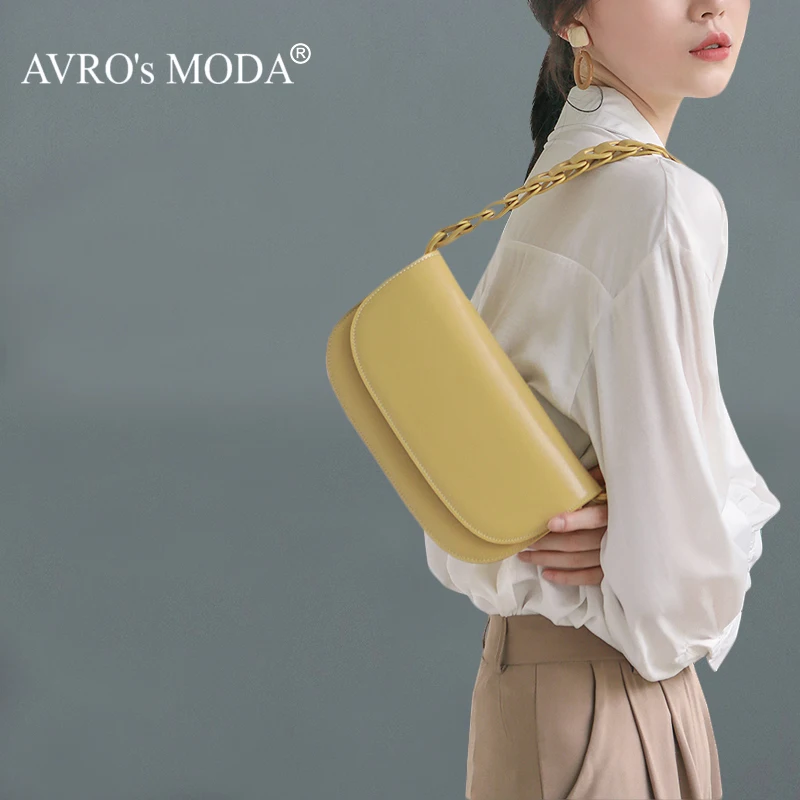 

AVRO's MODA Brand Fashion Handbag Women Genuine Leather Shoulder baguette Bags Ladies Crossbody Retro Designer Messenger bag