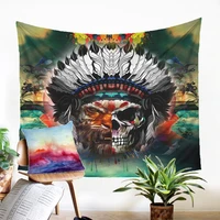 3d wall hangings vivid print home textiles indian dressed skull pattern tapestry indian style modern home decoration