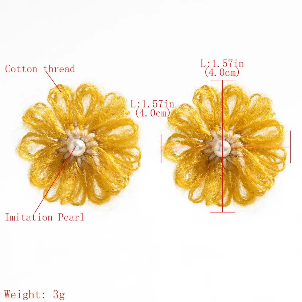 Wgoud Autumn and Winter Cotton Braid Flower Drop Earring Fashion Vintage Style Pearl PU Handmade Dangle Floral | Украшения и