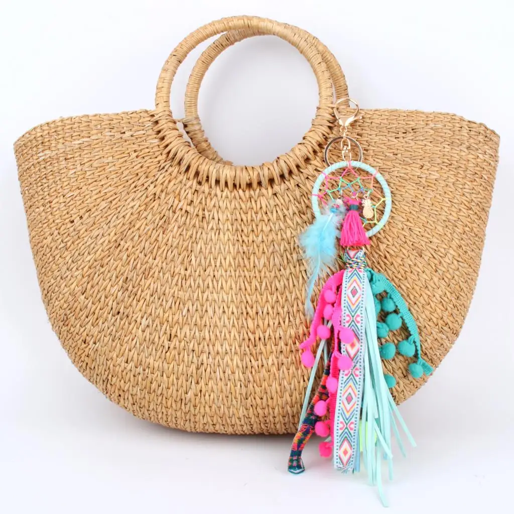 1 шт. винтажный Ловец снов разноцветный длинный брелок с Кистями Boho кожаный женский кошелек сумочка бижутерия для декорирования E2751-E2753