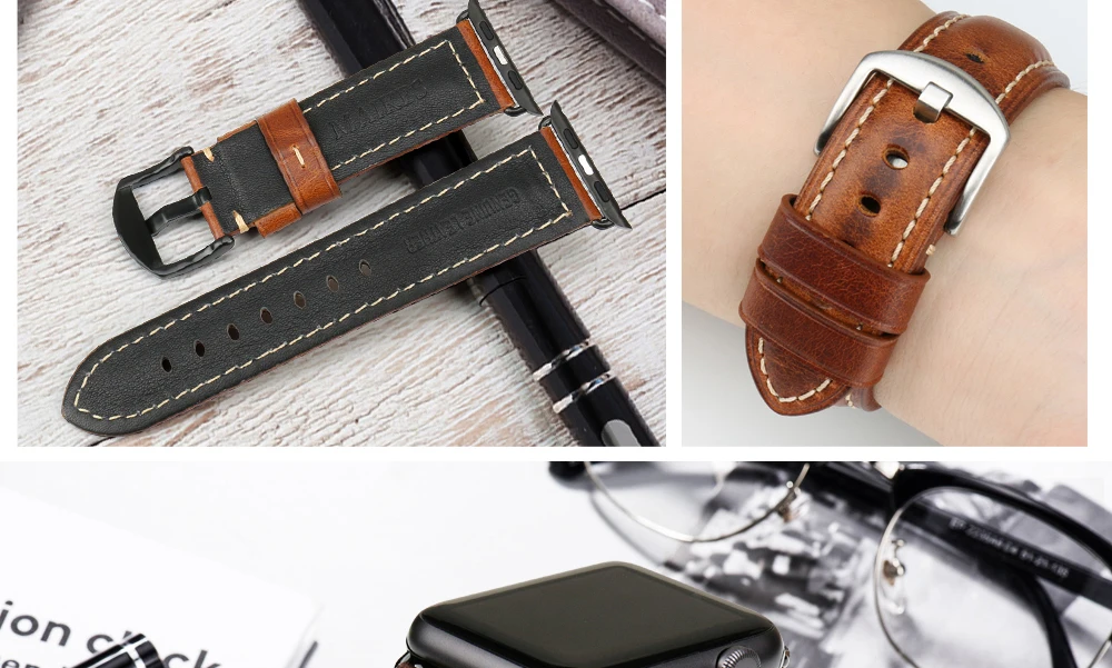 Кожаный браслет MAIKES для Apple Watch 42 мм, 38 мм, 44 мм, 40 мм, серия 4, 3, 2, ремешок для Apple Watch iWatch, ремешок для часов