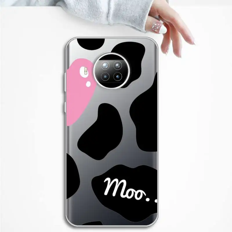 

Cow Milk Black White Phone Case Transparent Clear for Xiaomi Redmi note 10 t 8 9 pro lite 11