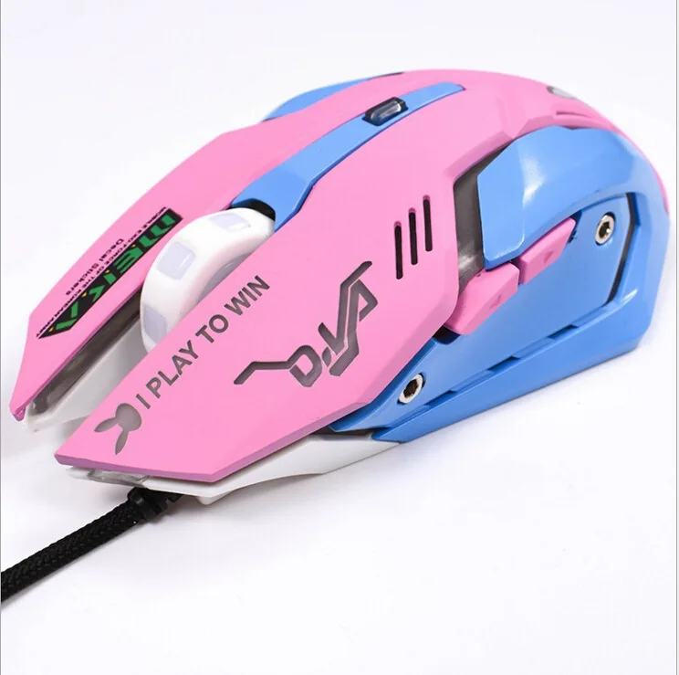A sound(pink light) Overwatch OW D. VA DVA Mercy mouse дышащий светодиодный игровой с подсветкой Проводной USB компьютер PC& Mac E-sports геймеры подарок - Цвет: A sound(pink light)