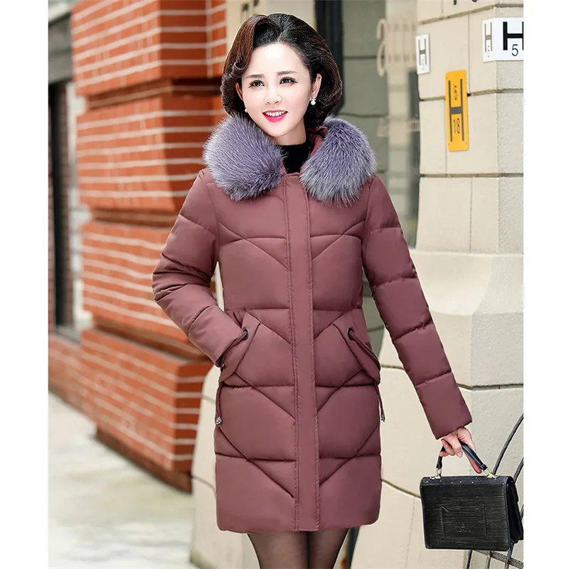 

Winter Jacket Women Gray 5XL 6XL 7XL Plus Size Thick Fur Hooded Down Cotton Coats 2020 New Korean Fashion Slim Long Parkas HJ031